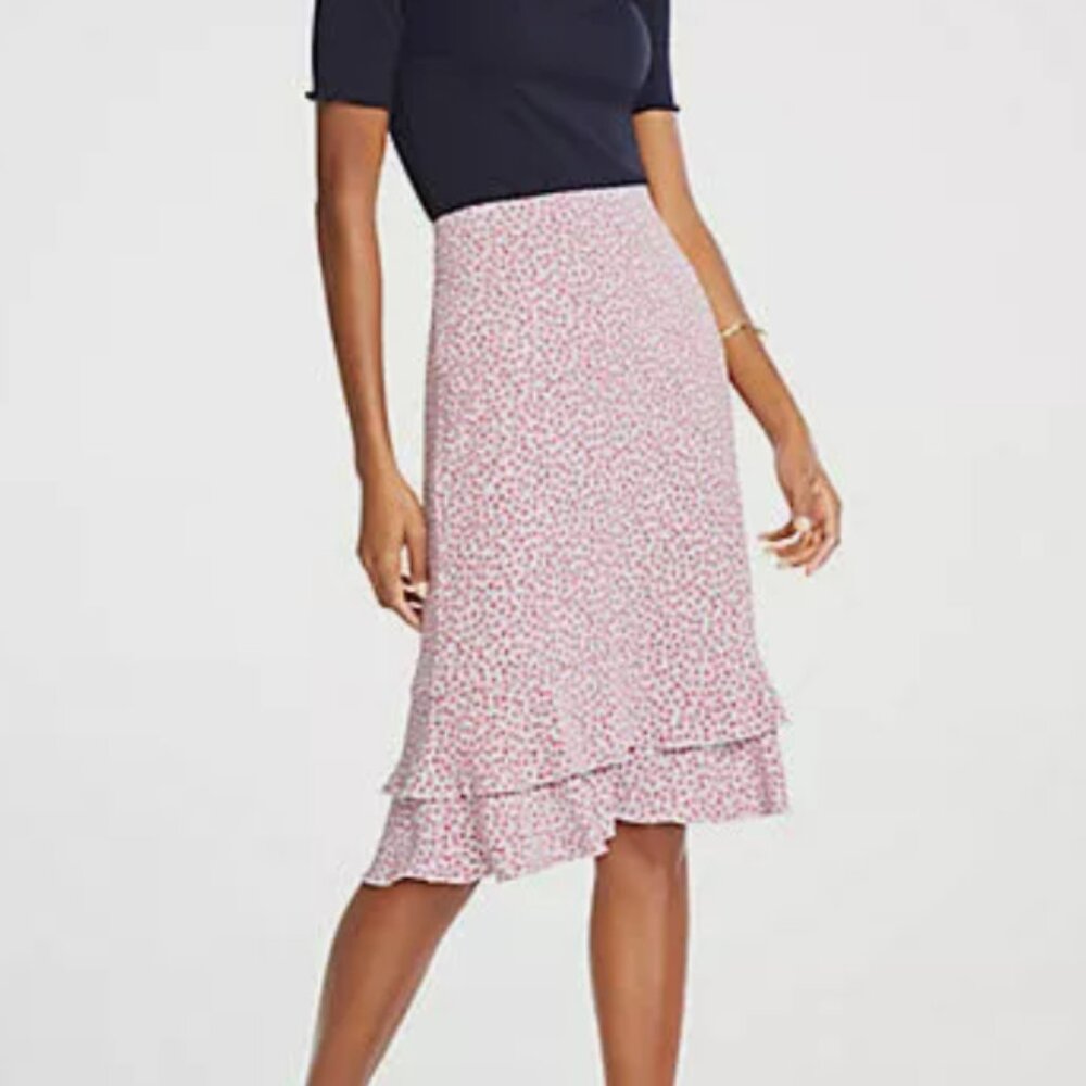 Ann Taylor - Floral Double Flounce Pencil Skirt
